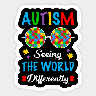 Puzzle Piece Sunglasses Autism seeing the world differently Autism Awareness Gift for Birthday, Mother's Day, Thanksgiving, Christmas Sticker